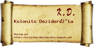 Kolonits Dezideráta névjegykártya